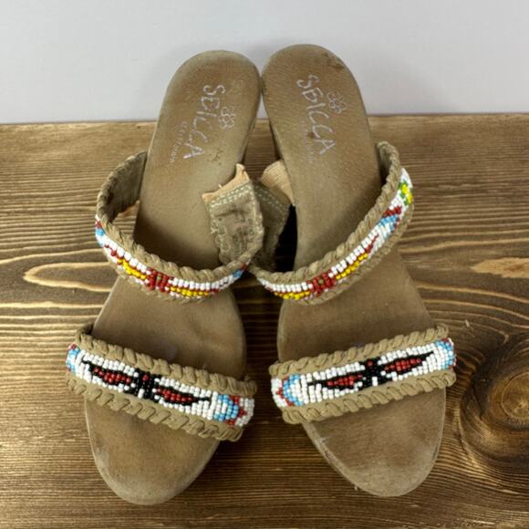 SBICCA KARSON Beaded Wedges SZ 7.5 Boho Aztec Native American Southwest Hippie - Picture 5 of 8
